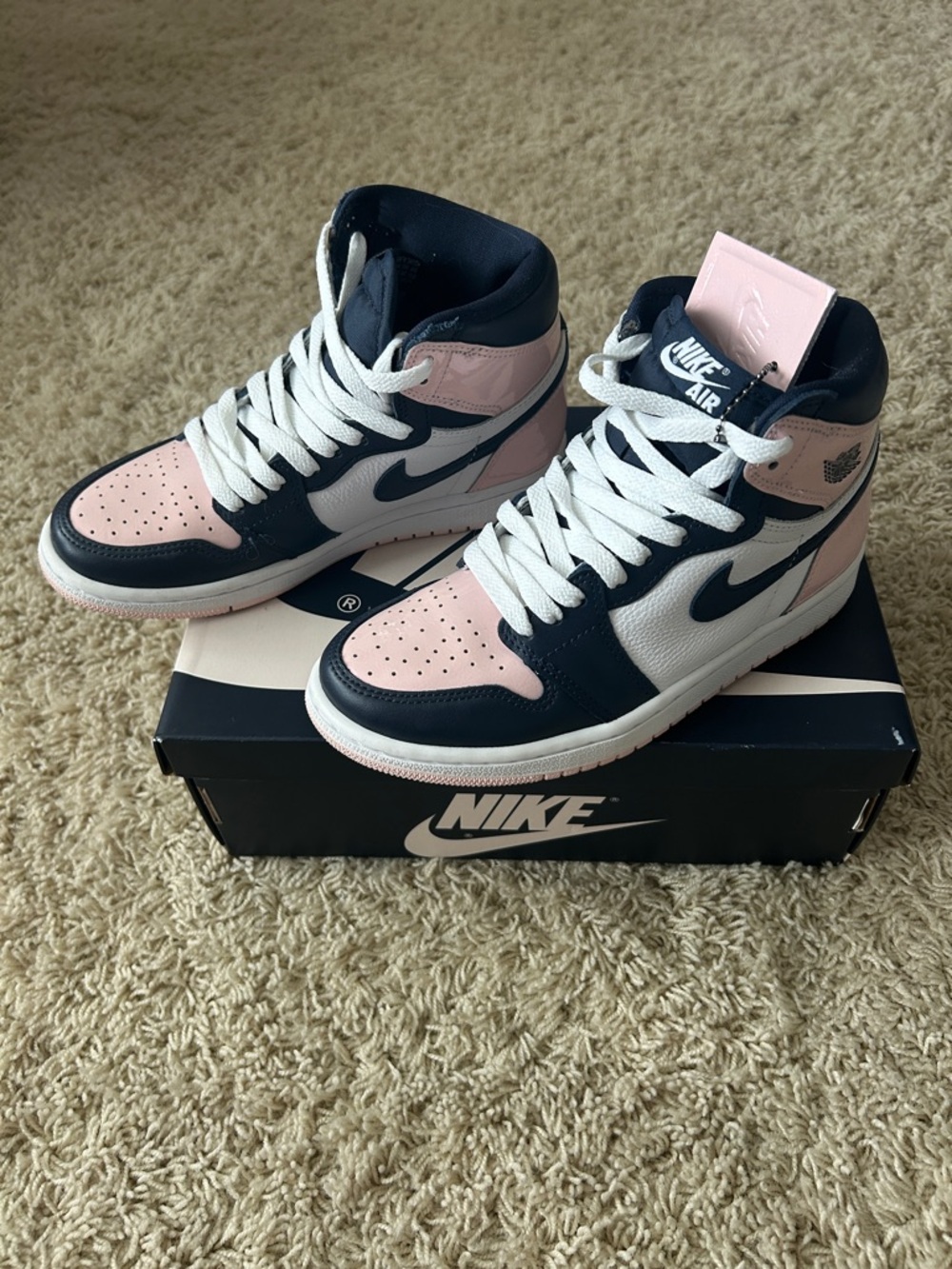 Air Jordan 1 Retro High OG SE ‘Bubble Gum’ Size US Women’s 6 Pink/Navy - Picture 8 of 15